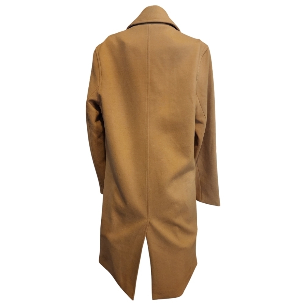 On Trend Camel Double-Breasted Long Coat Small Notch Lapel Fully Lined Classic - Picture 4 of 9